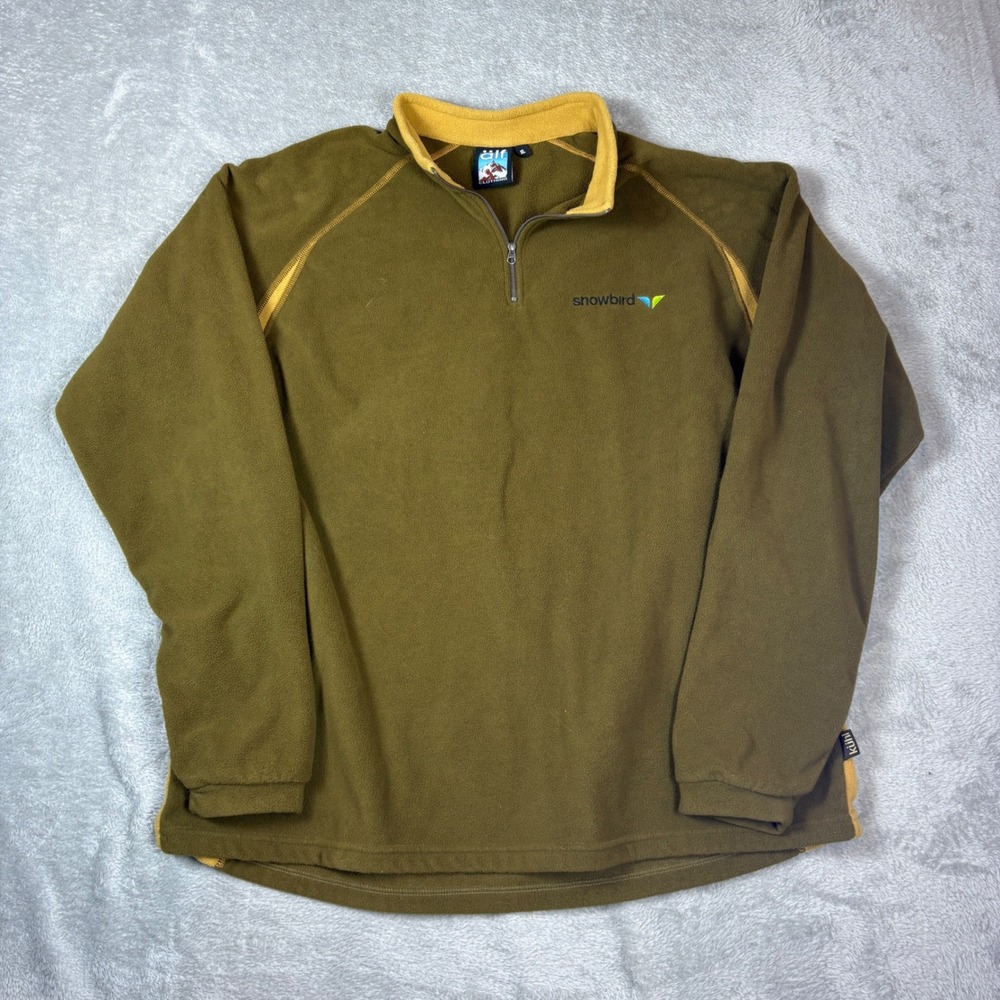 Alf Kuhl Sweater Mens XL Snowbird Fleece 1/4 Zip Pullover Brown Outdoor Ski